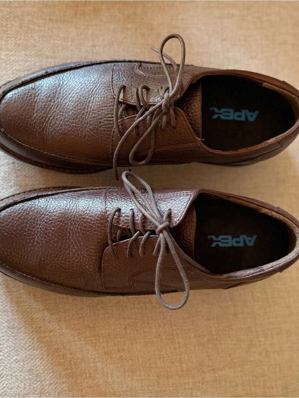 Apex Lexington Brown Pebbled Leather Shoes Size 8.5 Wide
